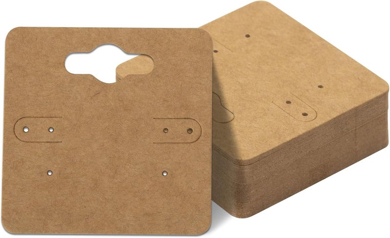 fuceury 300Pcs Earring Cards, 2x2 Inch Earring Display Holder Kraft Paper Earrings Tags with 6 Holes, Hanging Jewelry Display Cards for Selling,Jewelry,DIY Crafts, Retail - Image 1